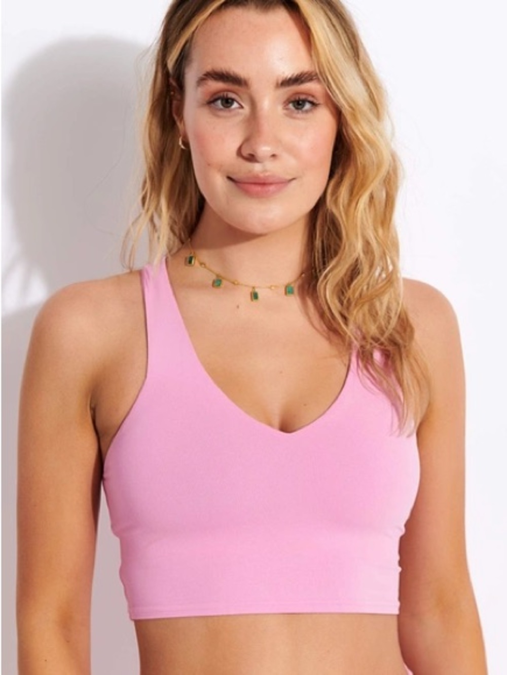 ALO Yoga Pink V-Neck Real Me Bra Tank